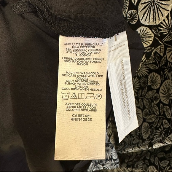 Loft Palm Flutter Strap Pocket Black White Midi Dress Size Medium - Picture 10 of 10